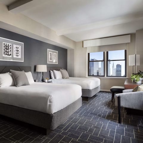 Wake up to big-city views from your airy double room.