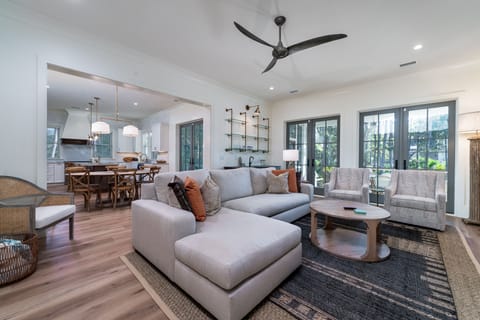 Comfortable furniture - doors lead out to the covered back deck
