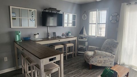 Counter Height Table with electrical outlets and USB charging ports
