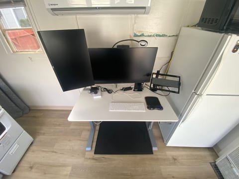 Electronic Standing Desk with 2 HD Monitors (32 and 27 inches)