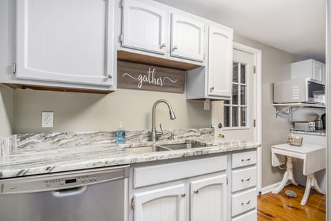 The full kitchen at Houston House is equipped with everything you need!