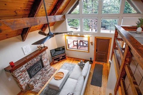 MAIN HOUSE - View of the living room from the loft. 