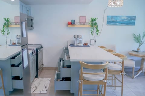 Fully stocked kitchen and coffee bar. Ready to use and cook meals or snacks