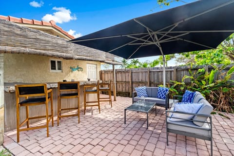 Seating and bar area in the backyard