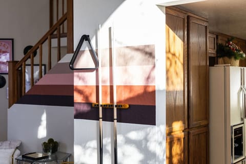 Cue sticks and accesories.