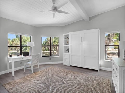 Guest bedroom two with pull down Murphy bed, also converts to office