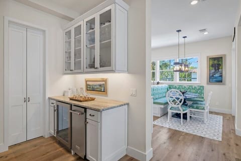 Wet bar set back from kitchen