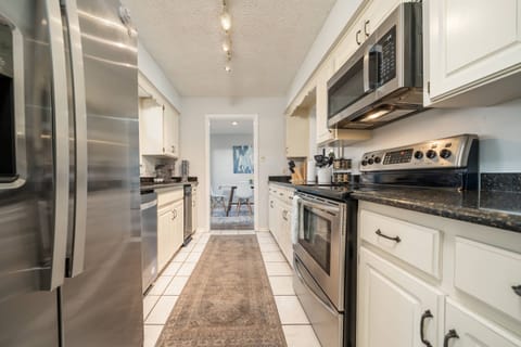 Kitchen with stainless steel appliances