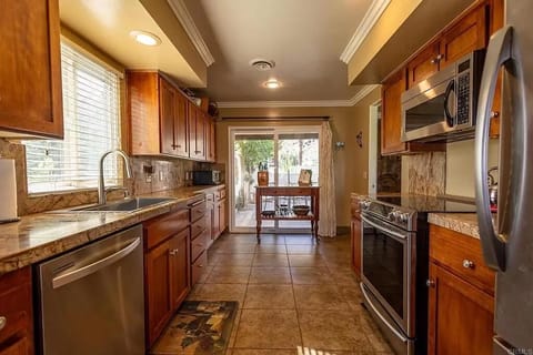 Fully stocked, modern kitchen