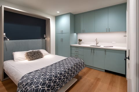 Italian murphy bed includes a high-quality queen-sized mattress. 