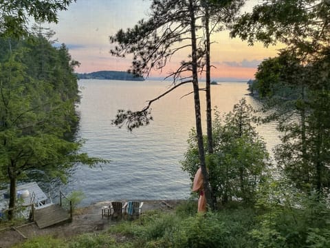 View from the screen porch at sunset