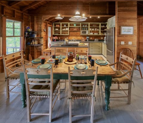 Indoor dining room set for six but large enough for eight