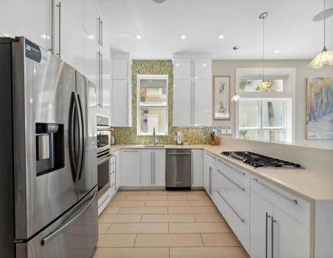 5 burner pro gas range and stainless steel appliances!  Stocked for any occasion