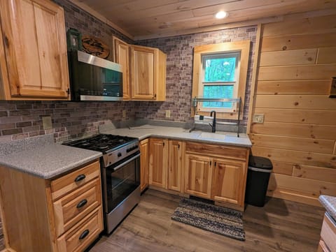 Gas stove and overhead microwave