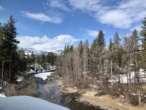 Lovely views of river and mountains beyond from the patio