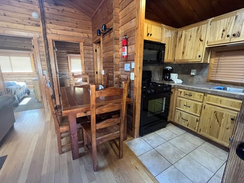 Dining table and kitchen