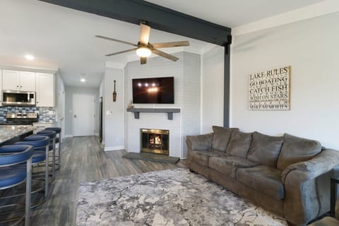 Smart T.V. and fireplace