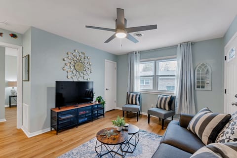 Cozy living room waiting for you to sign into your favorite streaming apps. 