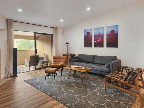 Walking into the condo, you are greeted with a large living room