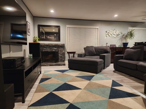 Living room - oversized couches, smart TV