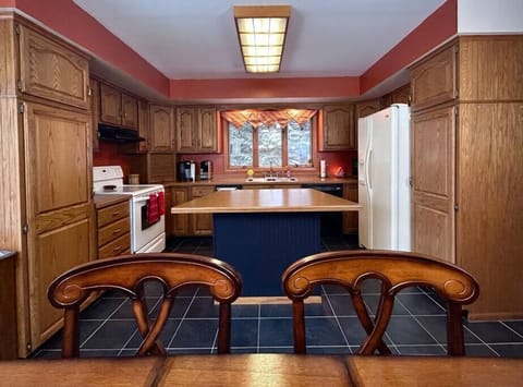 Dining room and kitchen.