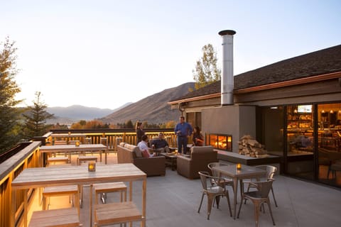 Enjoy your meal outside with the sunset on the restaurant patio.