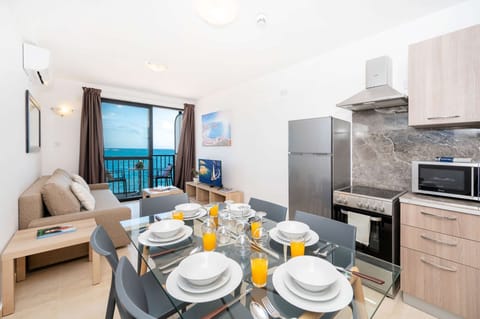 Dining area, Living room and balcony