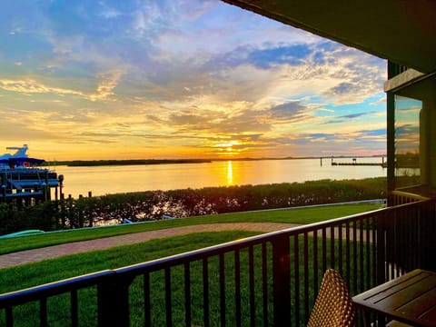 Balcony at Sunset Over looking water