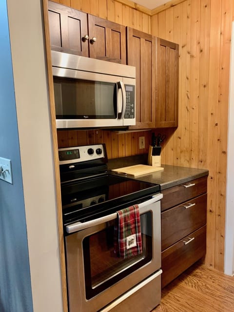 Kitchen area with appliances.
