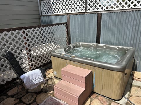 Hot tub in private area