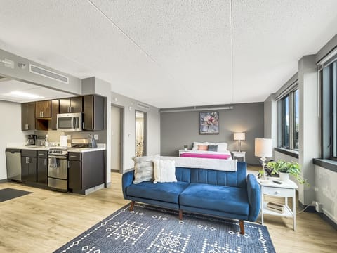 Modern studio with stunning downtown views