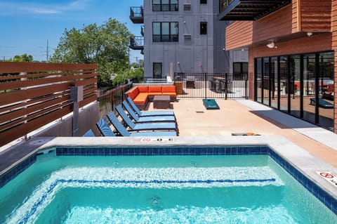 Hot tubs include steps and safety rails for easy access, as well as insulated covers to maintain heat and conserve energy.