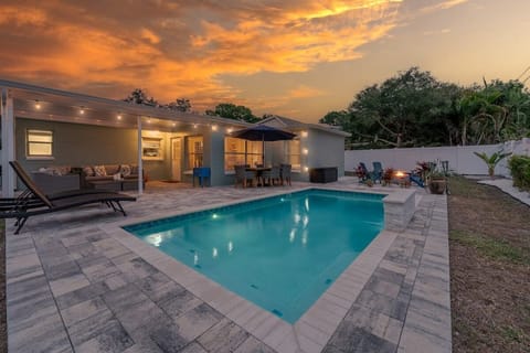 Saltwater Pool at night.