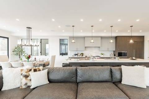 Unwind in the deep seat leather sectional