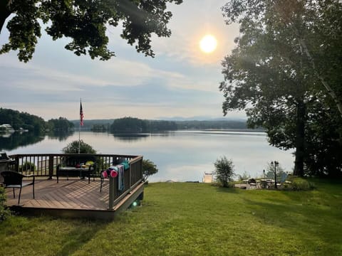 Yard overlooks the water