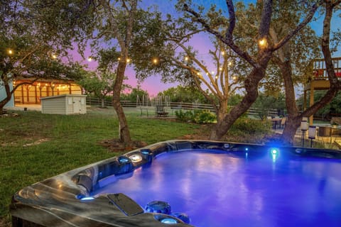 The hot tub at twilight. 