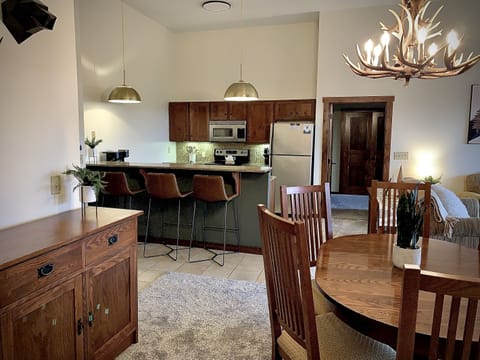 The open living space allows everyone to hang together- whether you’re working, cooking, or relaxing! 