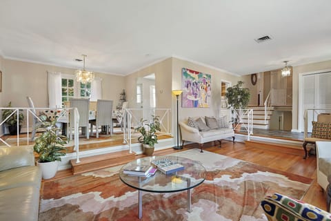 Living room and dining room.