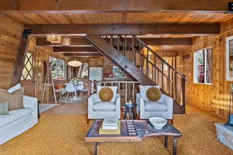 Ground level living room provides easy access to bedrooms and family room.