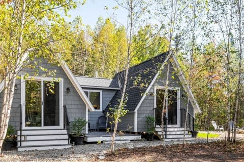 Distinctive double A - Frame design with easy outdoor access.