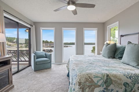 Stunning lakeside views from the master suite. View of the national park.