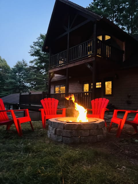 Fire pit in front of residence