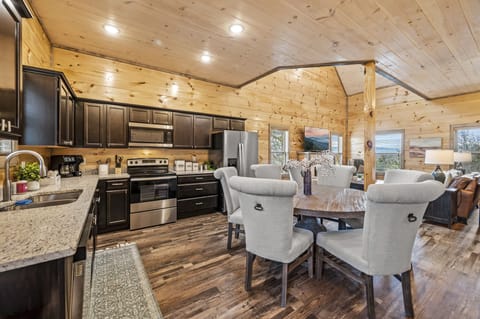 The large kitchen and dining room allows for plenty of space in the home