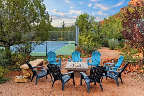 Fire Pit Hangout just Steps from your Private Tennis Match