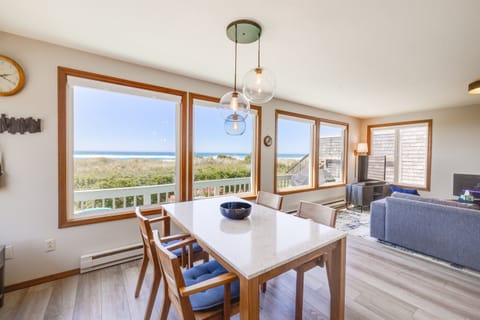 View out to the ocean from the dining table
