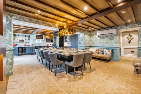 Opulent dining area for 14