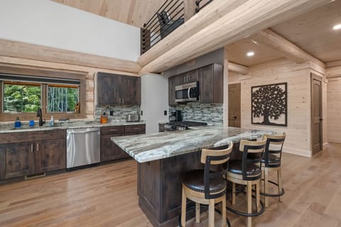 modern kitchen with stainless steel appliances