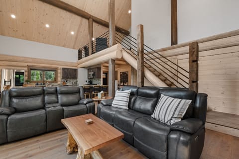 large reclining leather couches in living area