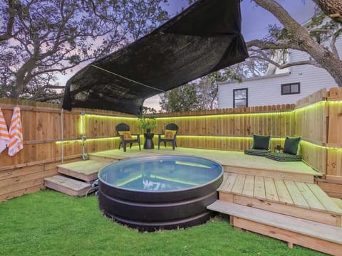 Cowboy Pool, deck, LED lighting. Complete with towel hooks and plenty of areas to hang out