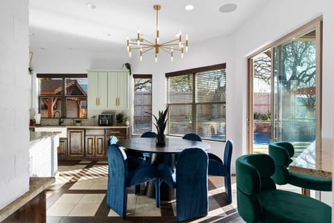 Dining and kitchen space.